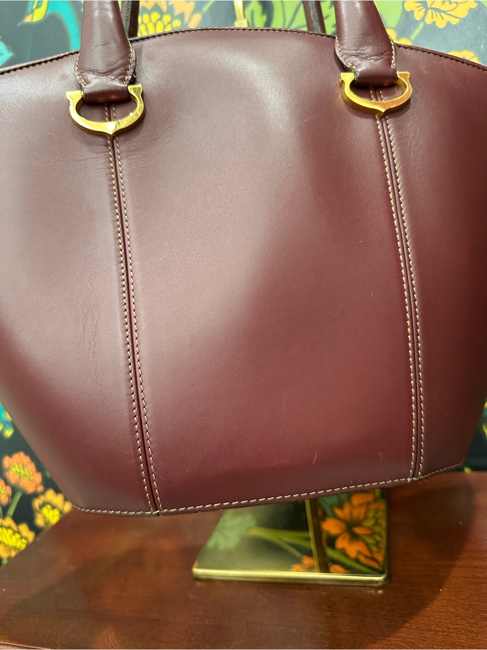 Vintage Cartier Must de Cartier Bordeaux Leather Tote / Burgundy Shoulder Bag - Picture 8 of 11
